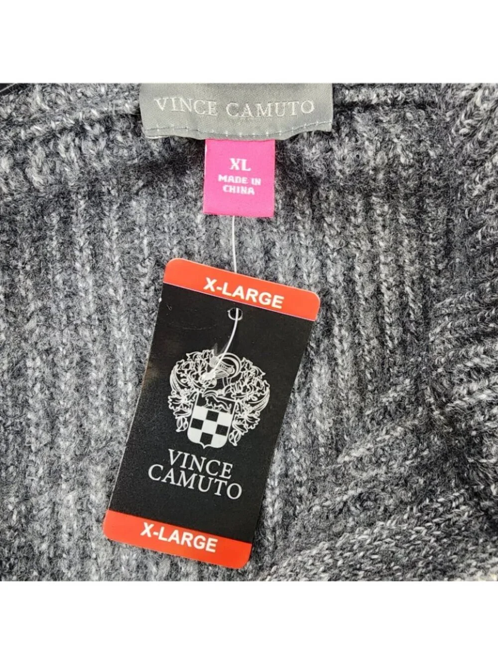 Vince Camuto Knit Sweater Womens XL Gray Pullover 1/4 Zip Stretch  NWT